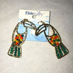 NWT Elsie & Zoey TOUCAN Earrings Silver with colorful beads